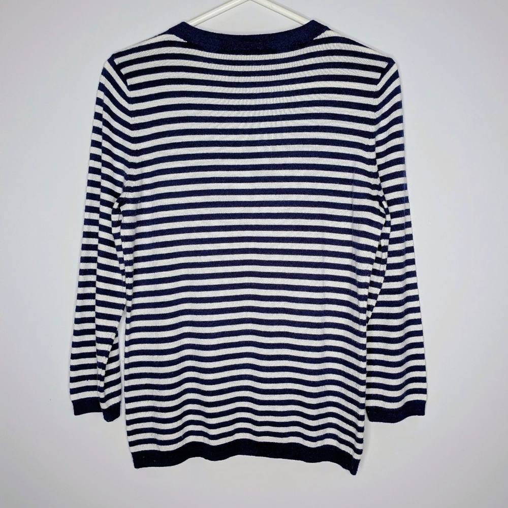 Talbots Nautical Striped Sweater Navy & White Soft Lambswool Blend Gently Used‎ - Picture 3 of 12